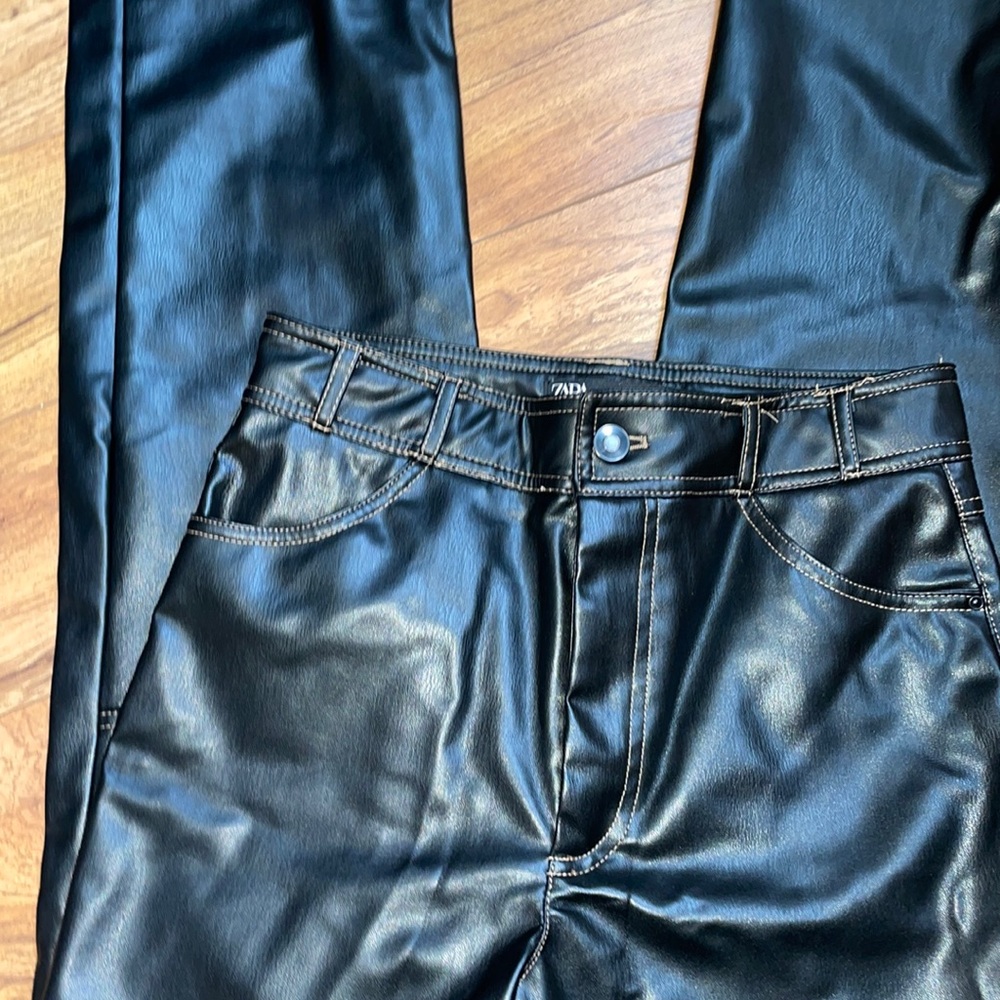 Leather boot cut pants